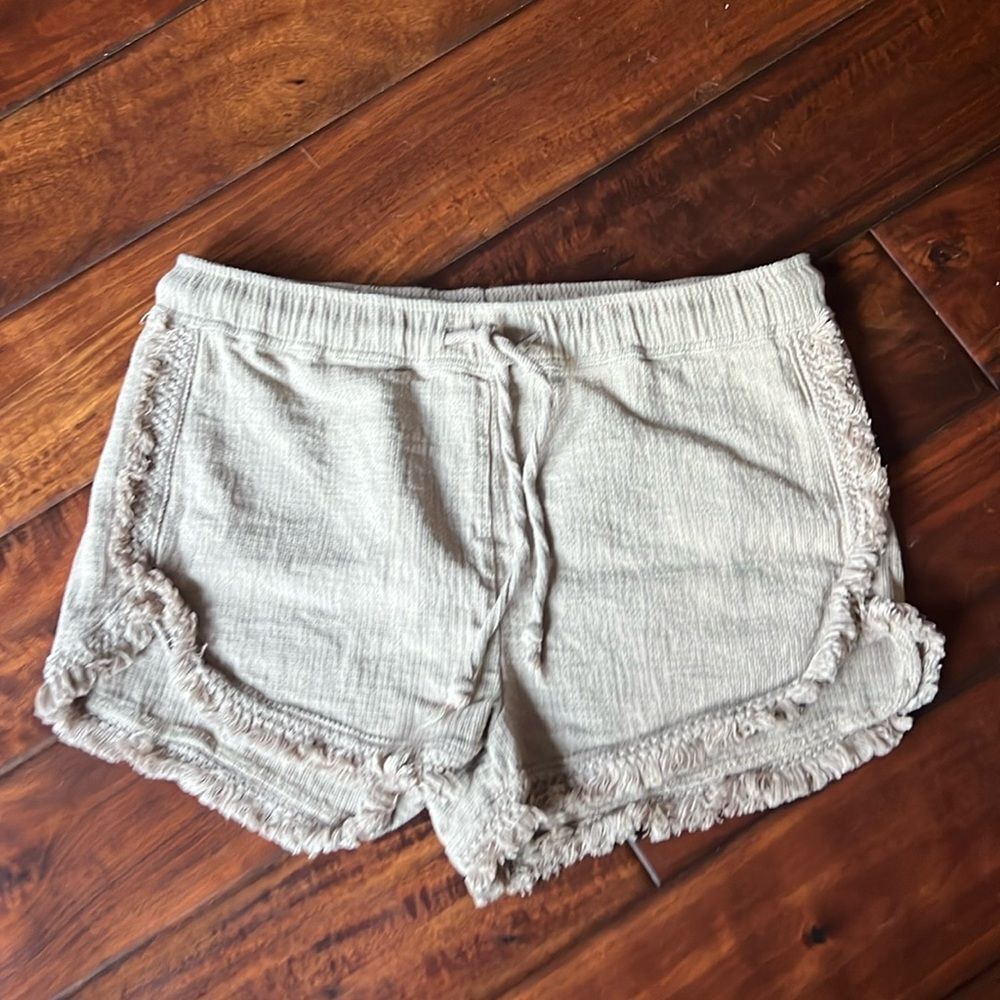 Ban Jara Women's Tan Athletic Shorts with Fringe Large